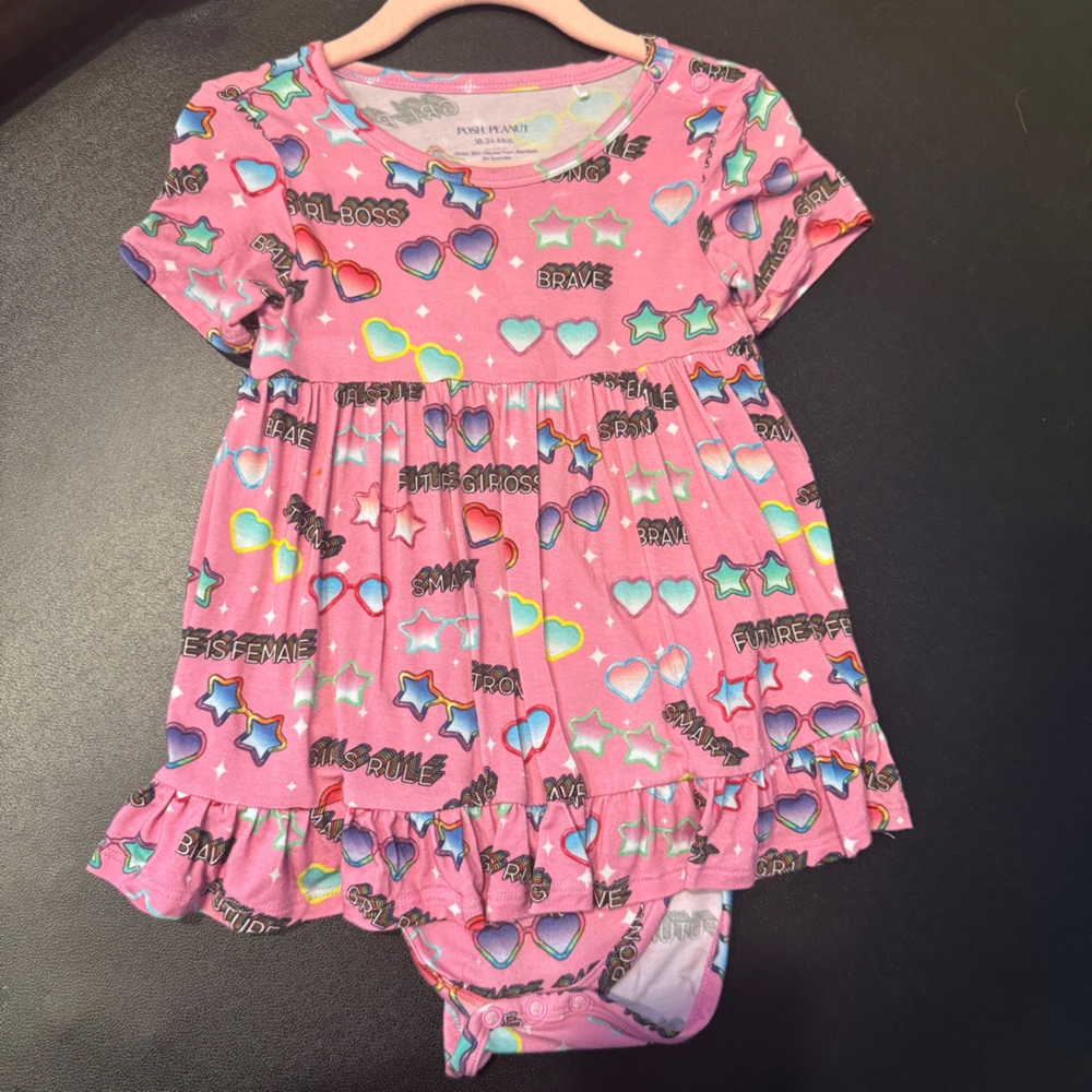 Posh Peanut Pink bubble Heart and Star Print